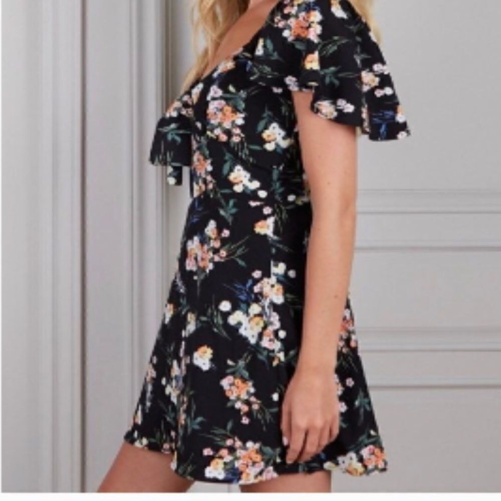 Senlis Small floral off shoulder black summer dress - Picture 2 of 8